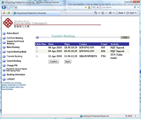 possns polyu|Sports Facilities Booking System .